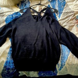 Black cold shoulder sweater